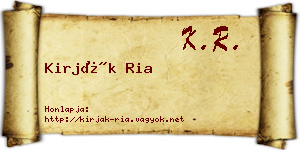 Kirják Ria névjegykártya